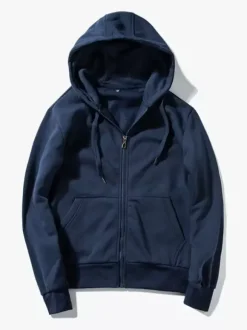 Sweat À Capuche Zipper En Polyester À Manches Longues Poches Décontracté Homme