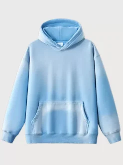 Sweat-shirt délavé en polaire pour homme Sweat-shirt à capuche vieilli pour homme