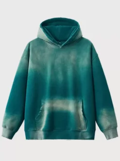 Sweat-shirt délavé en polaire pour homme Sweat-shirt à capuche vieilli pour homme