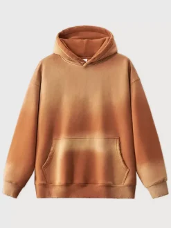 Sweat-shirt délavé en polaire pour homme Sweat-shirt à capuche vieilli pour homme