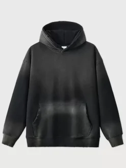 Sweat-shirt délavé en polaire pour homme Sweat-shirt à capuche vieilli pour homme
