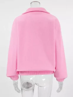 Sweat-shirt doux et duveteux à demi-zip coupe ample poignets côtelés manches longues idéal pour un look décontracté au quotidien.