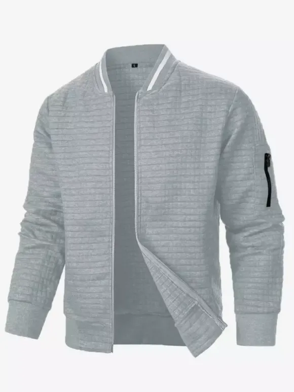 Sweat-shirt homme uni à fermeture éclair et col montant