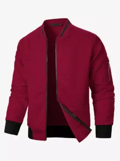 Sweat-shirt homme uni à fermeture éclair et col montant