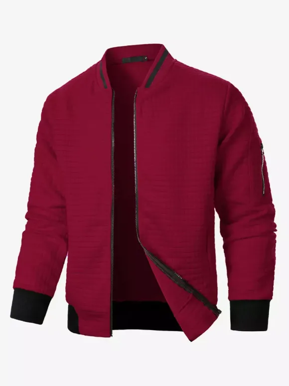 Sweat-shirt homme uni à fermeture éclair et col montant