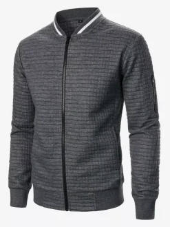 Sweat-shirt homme uni à fermeture éclair et col montant