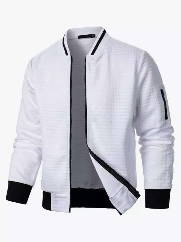 Sweat-shirt homme uni à fermeture éclair et col montant