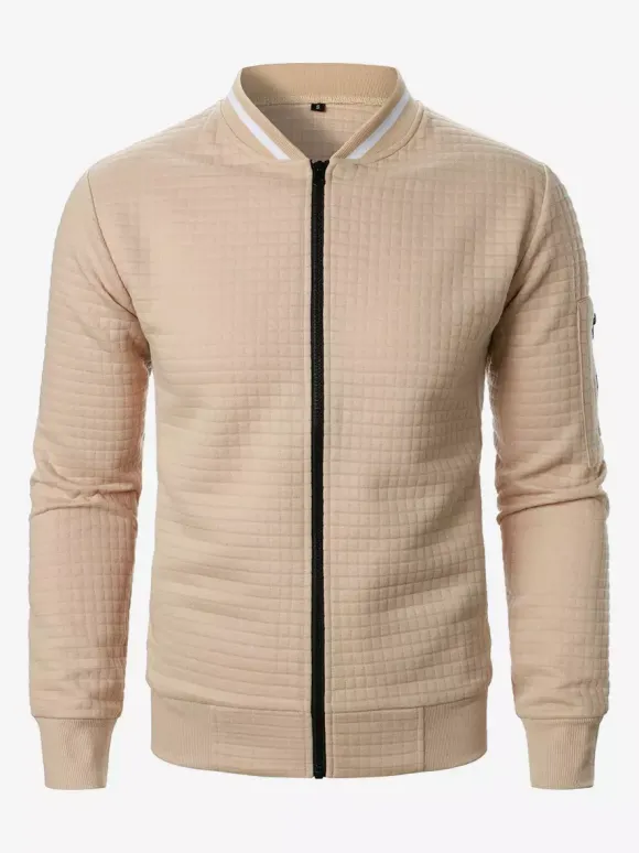 Sweat-shirt homme uni à fermeture éclair et col montant