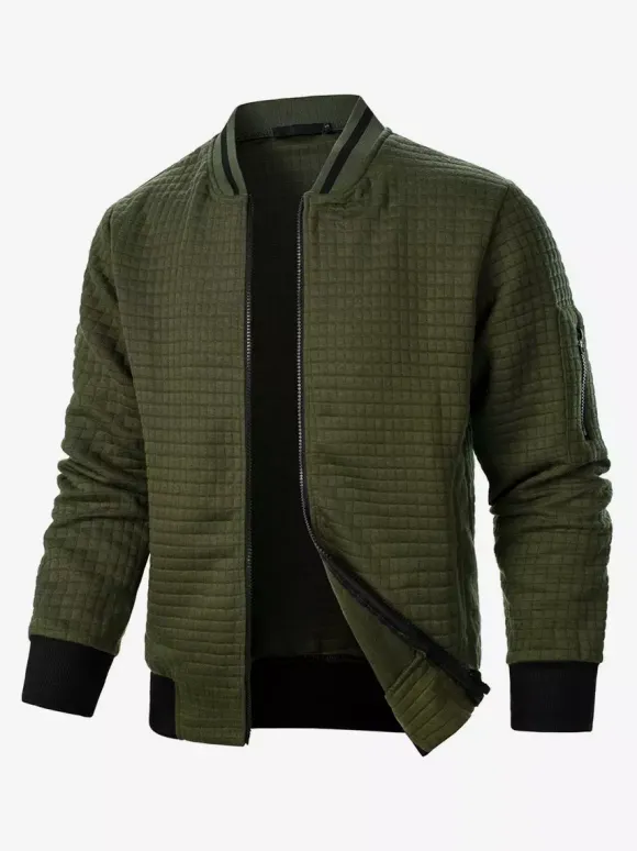 Sweat-shirt homme uni à fermeture éclair et col montant