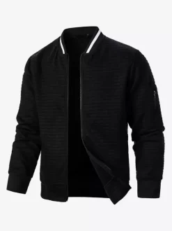 Sweat-shirt homme uni à fermeture éclair et col montant