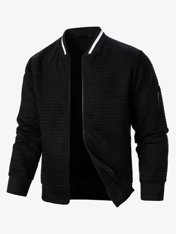 Sweat-shirt homme uni à fermeture éclair et col montant