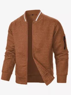 Sweat-shirt homme uni à fermeture éclair et col montant