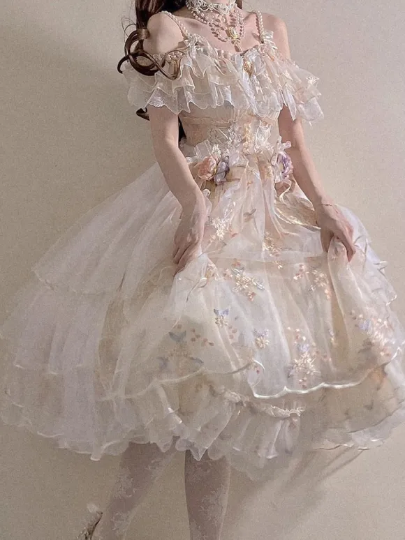 Sweet Lolita Dress Robe de mariée Lolita sans manches en polyester Élastique réglable