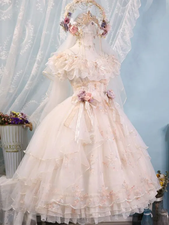 Sweet Lolita Dress Robe de mariée Lolita sans manches en polyester Élastique réglable