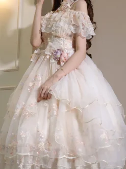 Sweet Lolita Dress Robe de mariée Lolita sans manches en polyester Élastique réglable