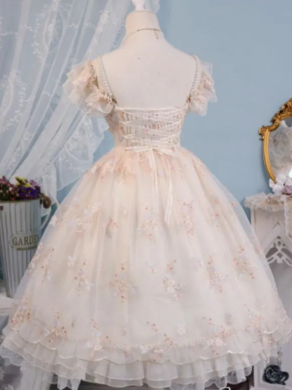 Sweet Lolita Dress Robe de mariée Lolita sans manches en polyester Élastique réglable