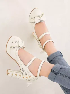 Sweet Lolita Footwear Arcs bout rond à lacets en cuir Synthétique Lolita Pompes