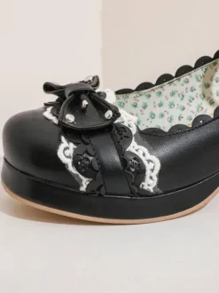 Sweet Lolita Footwear Bows Synthétique Cuir Chunky Heel Chaussures Lolita