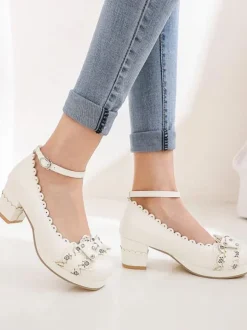 Sweet Lolita Footwear Bows Synthétique Cuir Chunky Heel Chaussures Lolita