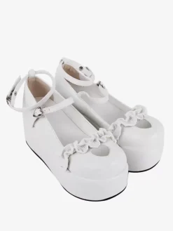 Sweet Lolita Footwear Chaussures Lolita en cuir PU à bout rond et motif c艙urs nus