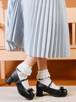 Sweet Lolita Footwear Escarpins Lolita en cuir PU à gros talons blancs