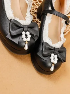 Sweet Lolita Footwear Escarpins Lolita en cuir PU à gros talons blancs