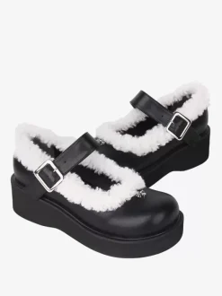 Sweet Lolita Footwear Escarpins Lolita en cuir PU à bout rond noir