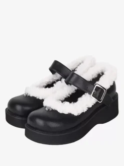 Sweet Lolita Footwear Escarpins Lolita en cuir PU à bout rond noir