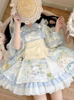 Sweet Lolita Outfits Accessoire de couvre-chef sans manches en jacquard bleu bébé