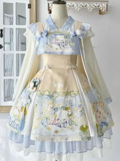 Sweet Lolita Outfits Accessoire de couvre-chef sans manches en jacquard bleu bébé