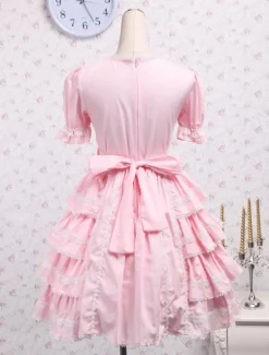 Sweet Lolita rose OP robe manches courtes volants Design Déguisements Halloween