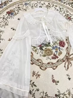 Sweet Ecru Blanc Manches Longues Volants