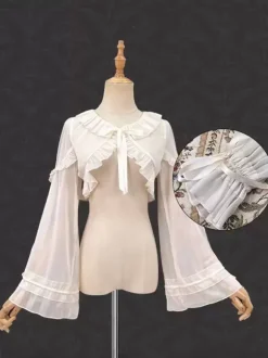 Sweet Ecru Blanc Manches Longues Volants