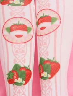 Sweet Lolita bas rose imprimé Lolita chaussettes hautes Déguisements Halloween