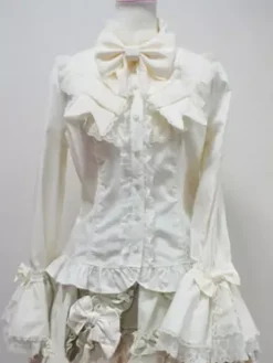 Sweet Lolita Blouse Ivoire Stand col chemise manches longues Lolita Déguisements Halloween