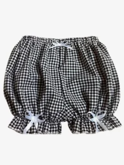 Sweet Lolita bouffante Plaids deux tons arcs coton Lolita Shorts pour femmes Déguisements Halloween