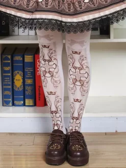 Sweet Lolita chaussettes roses imprimées Lolita Stocking Déguisements Halloween