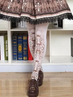 Sweet Lolita chaussettes roses imprimées Lolita Stocking Déguisements Halloween