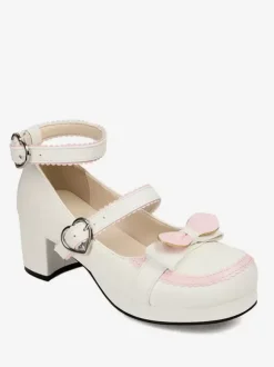 Sweet Lolita Footwear Escarpins Lolita à talons épais en cuir PU avec n艙uds rouges