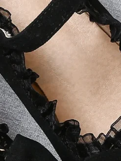 Sweet Lolita Footwear Pink Ruffles Bows Round Toe Suede Nap Lolita Shoes Déguisements Halloween