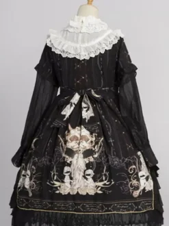 Sweet Lolita OP Dress Blanc Manches Longues Polyester Quotidien Décontracté Lolita One Piece Robes