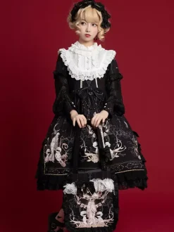 Sweet Lolita OP Dress Blanc Manches Longues Polyester Quotidien Décontracté Lolita One Piece Robes