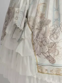Sweet Lolita OP Dress Blanc Manches Longues Polyester Quotidien Décontracté Lolita One Piece Robes