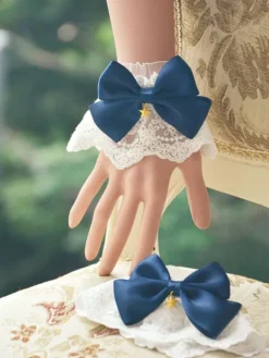 Sweet Lolita Oversleeve Lace Trim Bow Franges métalliques Accessoires Lolita