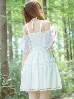 Sweet Lolita Robe dentelle volants en mousseline de soie Lolita Jumper Skirt Déguisements Halloween