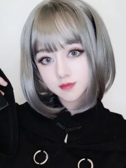 Sweet Lolita Wig Perruque courte Bob Light Grey Lolita Hair Déguisements Halloween