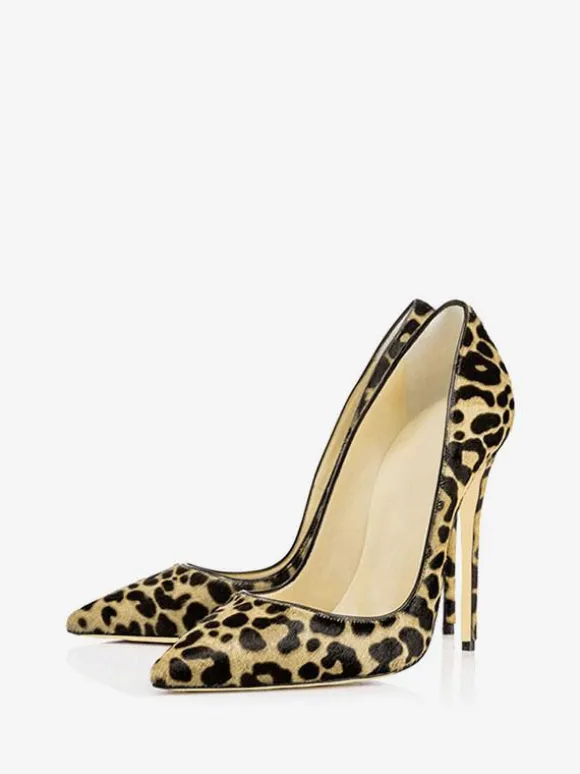 Talon haut escarpins femme bout pointu impimerie léopart