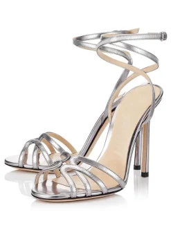Talon Haut Sandales Argent Orteil Ouvert Lanière À Cheville Chaussures De Sandales Sandales Femmes 2026 De Robe