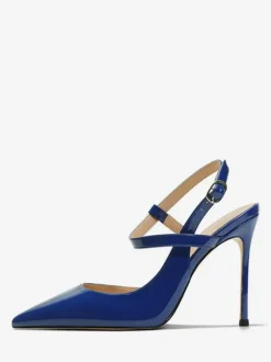 Talons hauts pour femmes Sandales à bout pointu noires Escarpins à bride arrière à talon aiguille