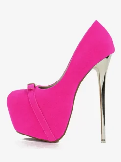 Talons hauts sexy pour femmes détails en métal talon aiguille escarpins supérieurs en micro-daim